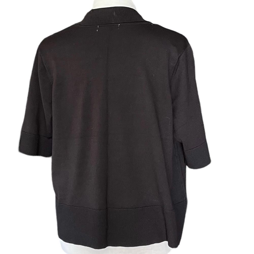 89th + MADISON Sweater Shrug Shawl Collar Short Sleeve Knit Black Size 1X - Picture 4 of 10